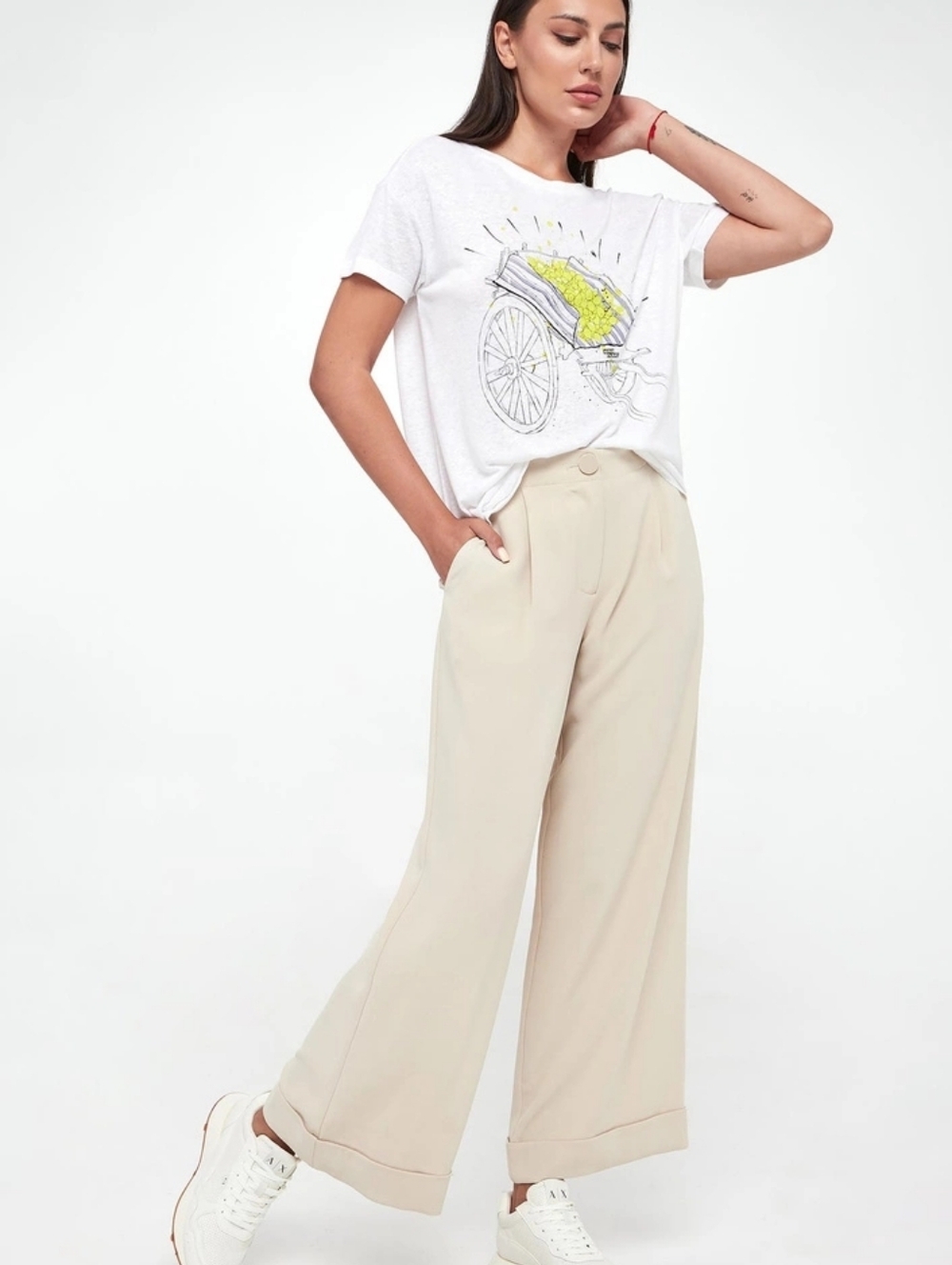 NWT Armani Exchange White TShirt Lemon Cart Summer Designer Luxury XS Oversized - Picture 2 of 11